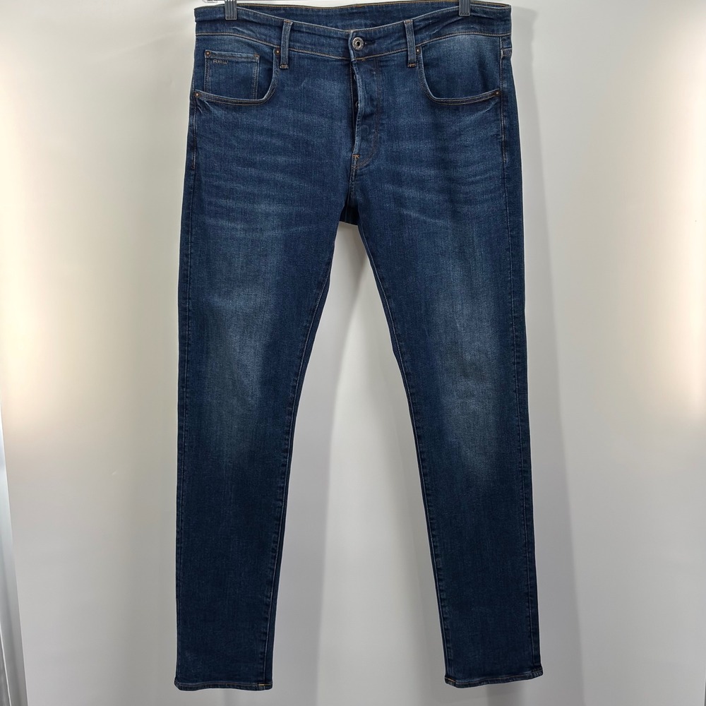 G-Star RAW 3301 Slim Jeans Mens 36x34 (Fit 36x32) Medium Wash Blue Denim Stretch - Picture 4 of 7